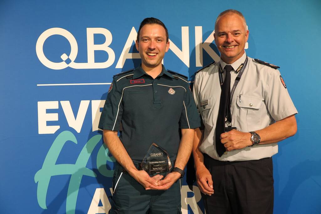 Photo of Byron Tyrer and Steve Zsombok at the QBank Everday Heroes Awards