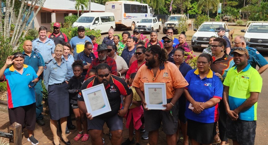 Group photo of rangers with community and QAS staff