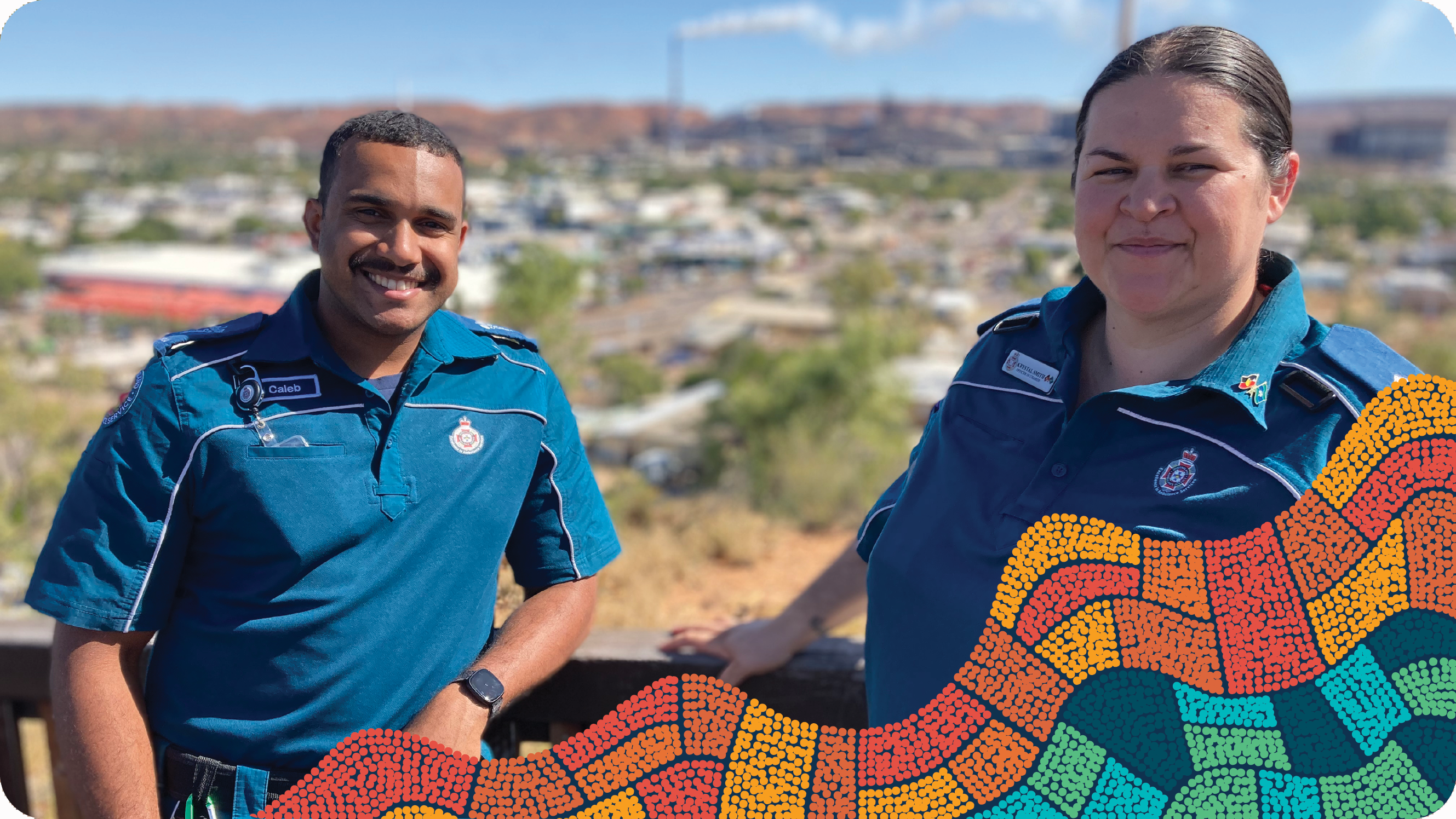 Photo of two Aboriginal and Torres Strait Islander paramedics