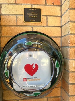 AED memorial to Joel Weeks